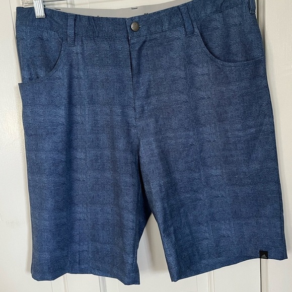 Adidas Blue Heathered Athletic Golf Shorts Men’s Size 35 Rubberized Waist Grips - Picture 1 of 9
